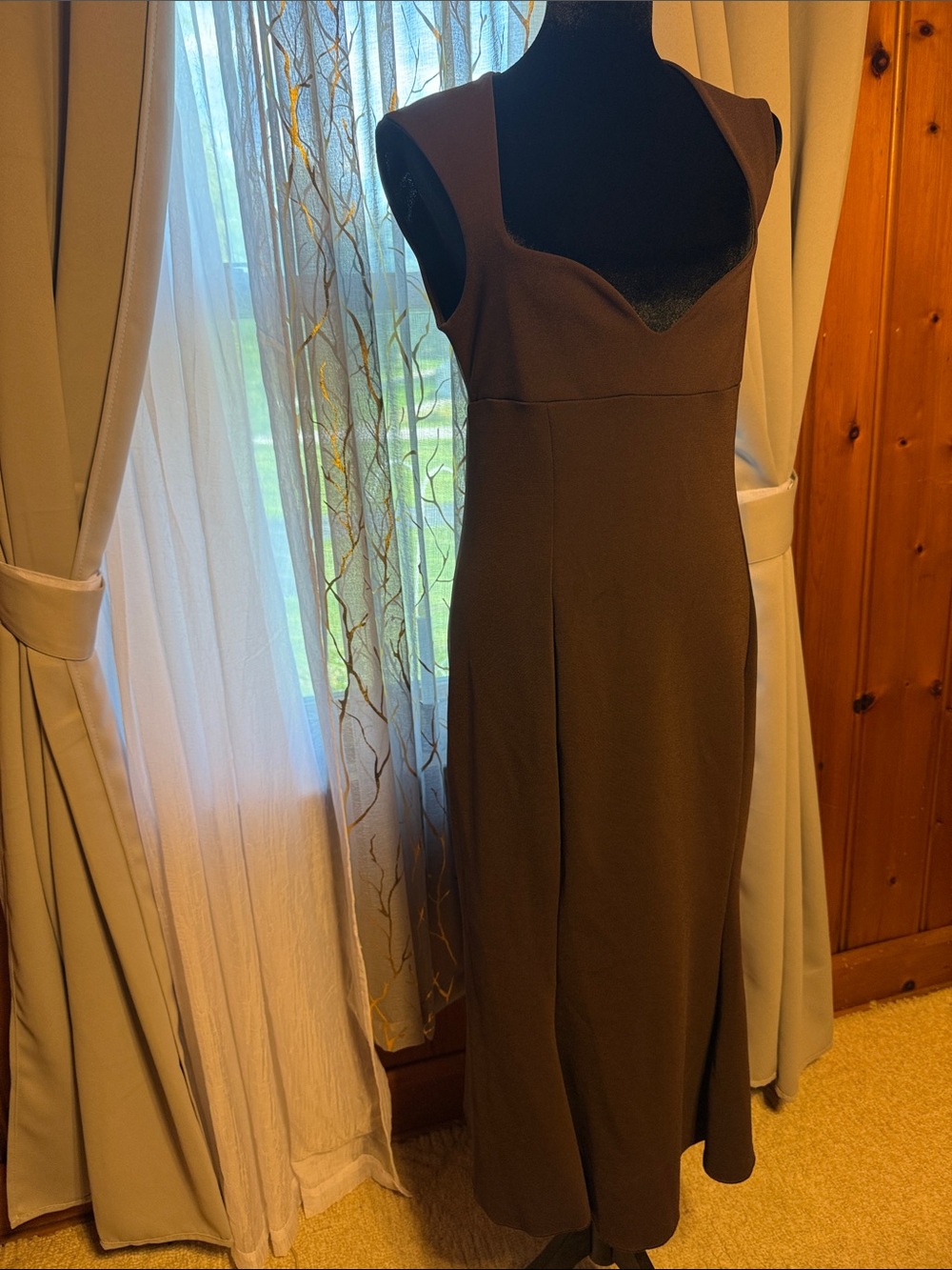 Zara Olive-Brown Sleeveless Maxi Dress